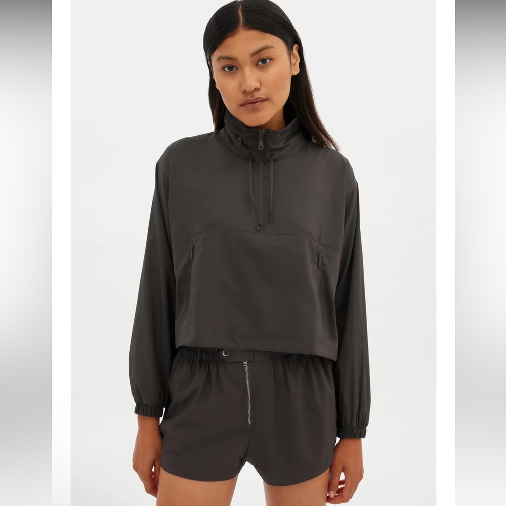 Girlfriend Collective Olivine Huddle Half-zip Windbreaker Sz S